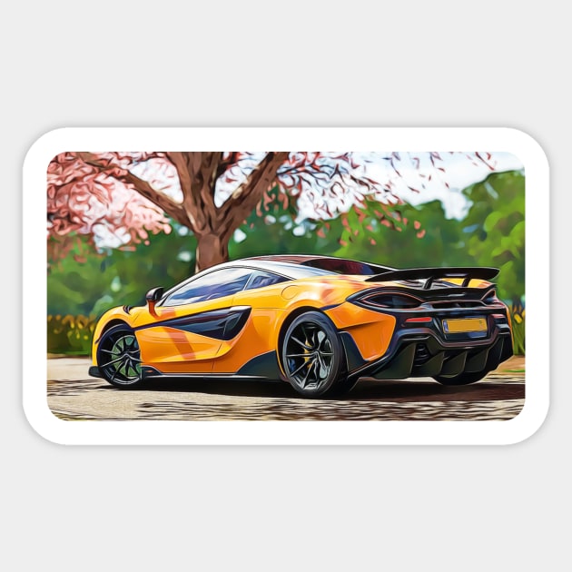 McLaren 720s Cartoon Drawing Action Print Sticker by Auto-Prints